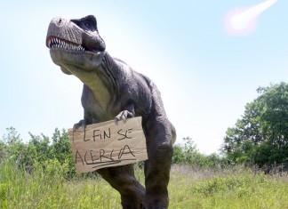 Un dinosaurio con carteles de «el fin se acerca» es tomado por loco por el resto de dinosaurios