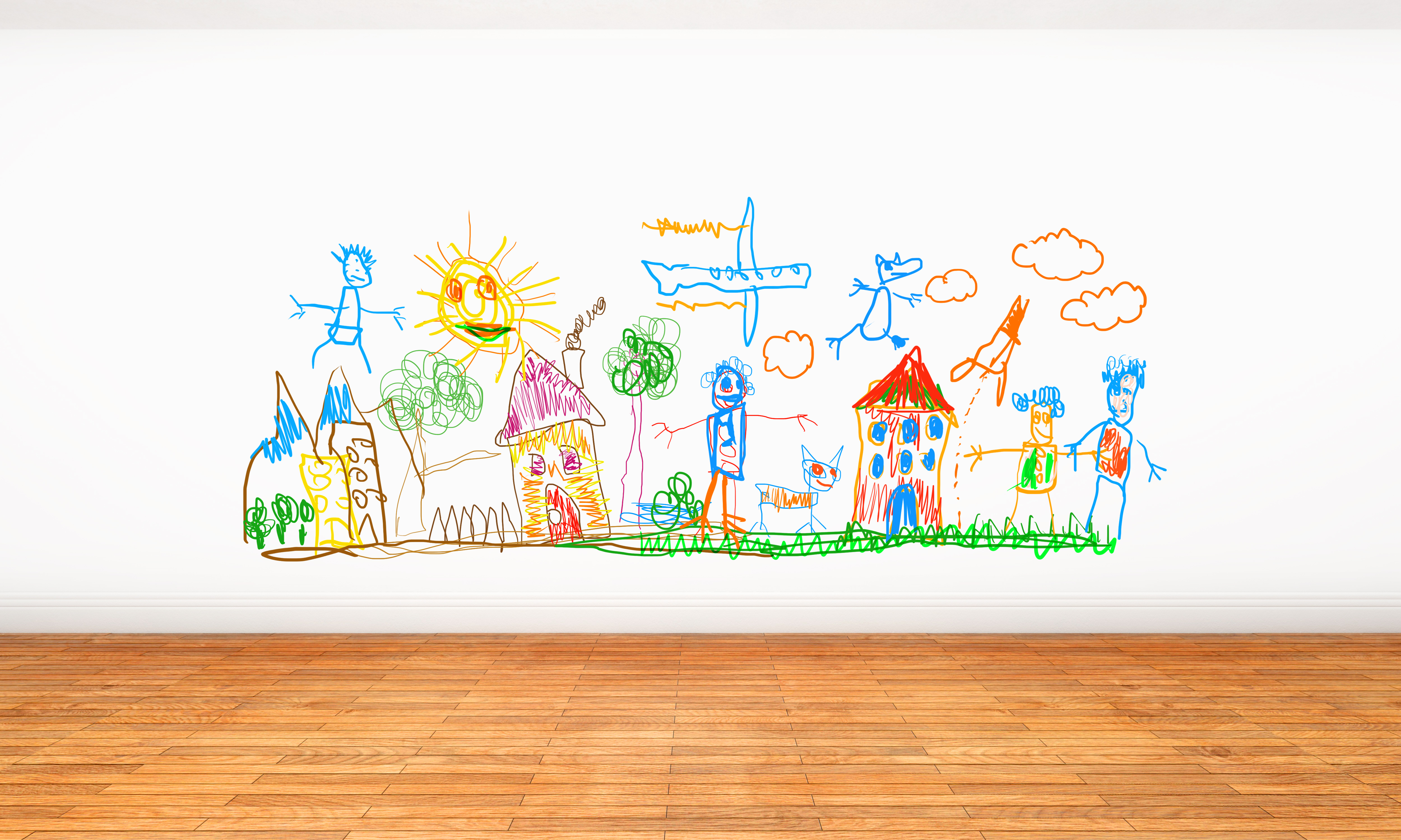Рисунок белым на стене для детей