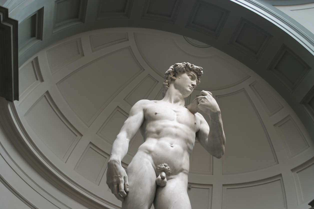 Detail picture ancient penis michelangelos david stock photo