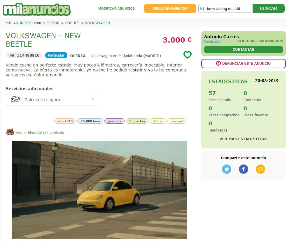 sed Cincuenta pañuelo de papel Pone a la venta su coche en Milanuncios y lo vuelve a comprar porque estaba  «súper bien de precio» | El Mundo Today
