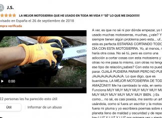 La reseña de Amazon de una motosierra, sospechosamente entusiasta