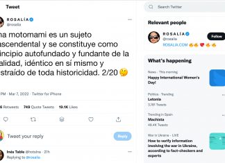 Rosalía sorprende en Twitter con el mensaje “Una motomami es un sujeto trascendental y se constituye como principio autofundado y fundante de la realidad, idéntico en sí mismo y sustraído de toda historicidad”