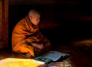 Un monje tibetano que va de alternativo empieza a leer filosofía occidental