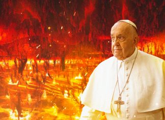 El Papa, muy confuso al encontrarse en el Yahannam, el infierno del Islam para los que no creen en Mahoma, el verdadero profeta