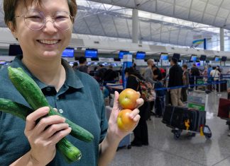 Pide ser la primera en pasar en la cola de embarque del avión porque solo lleva dos tomates