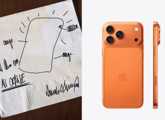 Apple presenta un nuevo iPhone naranja diseñado por Donald Trump en una servilleta